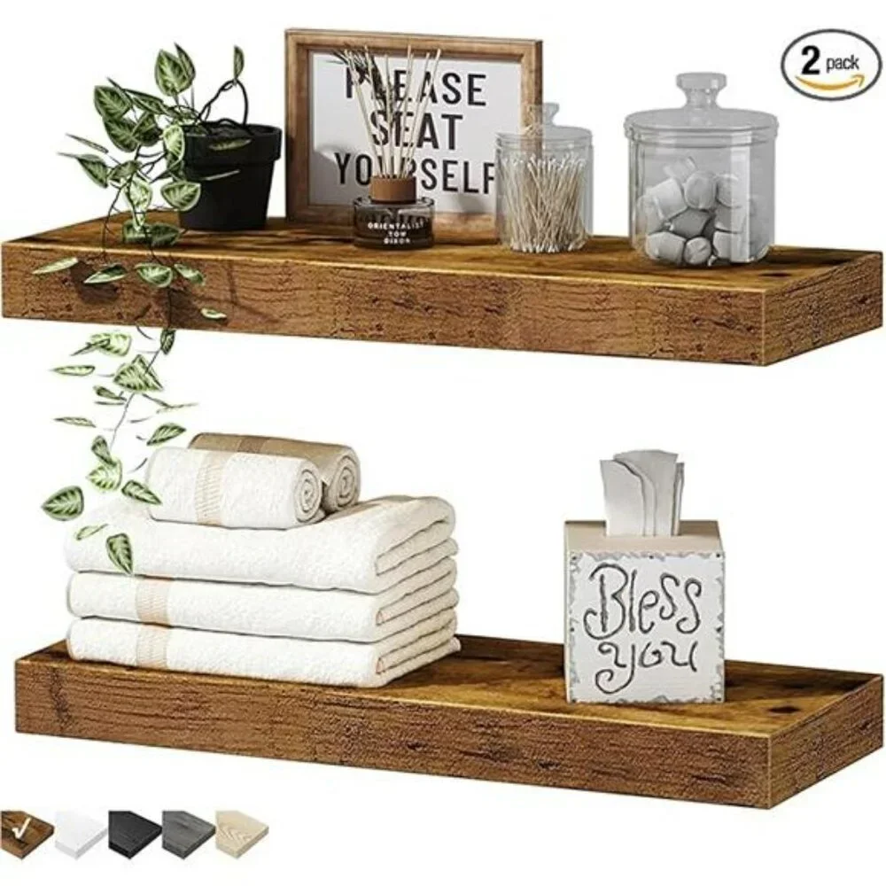 Bathroom Floating Shelves Wall Mounted Rustic Farmhouse Wood Over Toilet Shelf